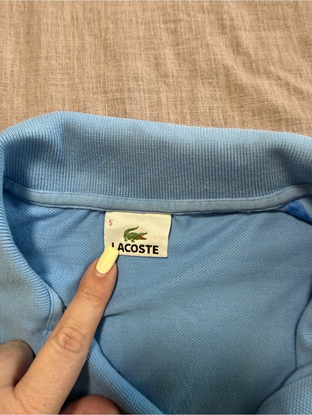 Lacoste Sky Blue Cotton Pique Polo Crocodile Logo Size Large Classic Preppy - Picture 4 of 6